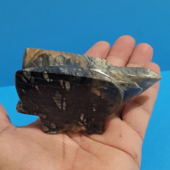 Vintage Native American Zuni Carved Onyx Stone Bird Eagle Fetish 4" Long -Signed - Picture 10 of 10